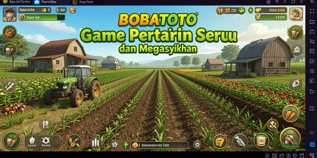 Screenshot gameplay BOBATOTO dengan aktivitas bertani yang seru.