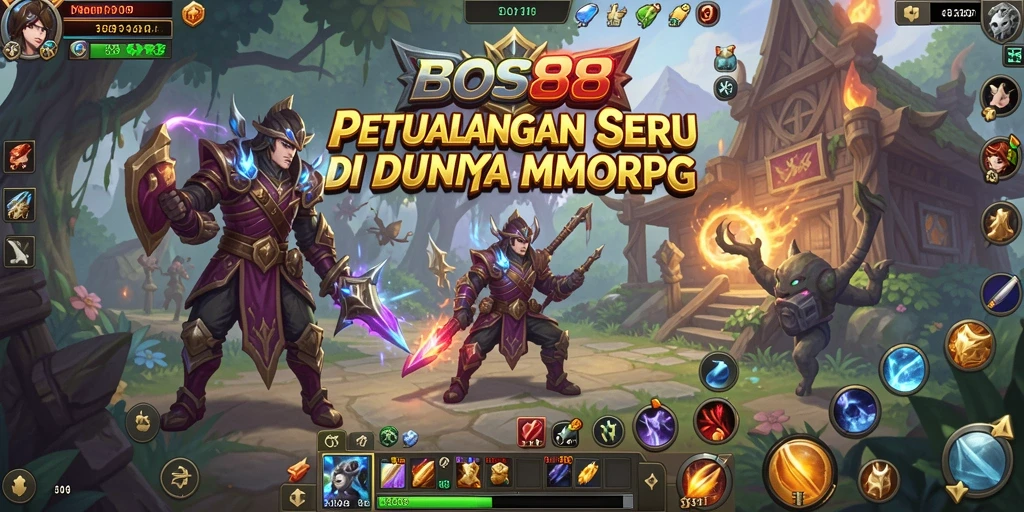 Screenshot gameplay BOS88 yang menunjukkan aksi petualangan MMORPG yang mendebarkan.
