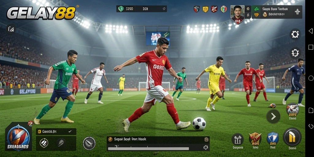 Tampilan gameplay sepak bola yang mendebarkan di GELAY88.